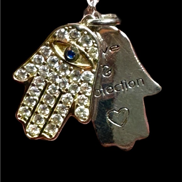 Stella Picciotto Sterling Silver Hamsa Hand Evil Eye Pendant Necklace - Picture 10 of 14